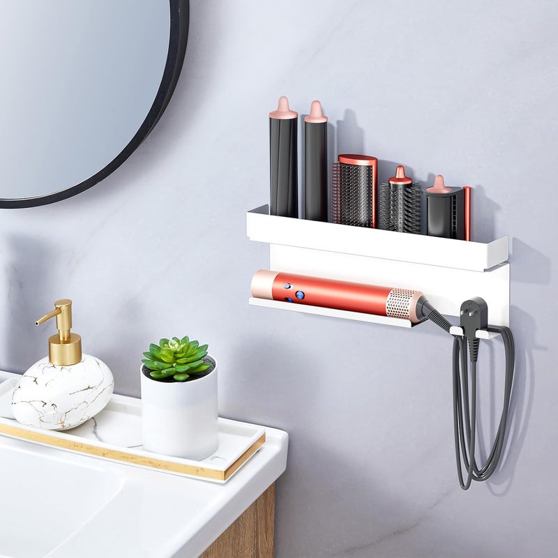 Oukimly Store Storage Hair Dryer Holder for Curling Iron Accessories, Hair Tool Organizer Wall Mount, Curling Iron Holder, Bathroom Hair Straightener Holder Stand for Styler Attachments Organizer, White - Image 3
